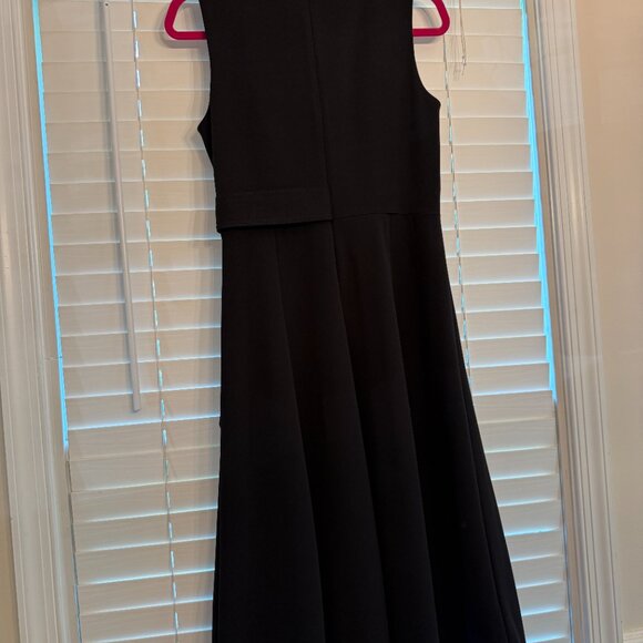 EUC Calvin Klein Surplice Buckle A-line Midi Work Dress Black (Size: 6) - Picture 5 of 5